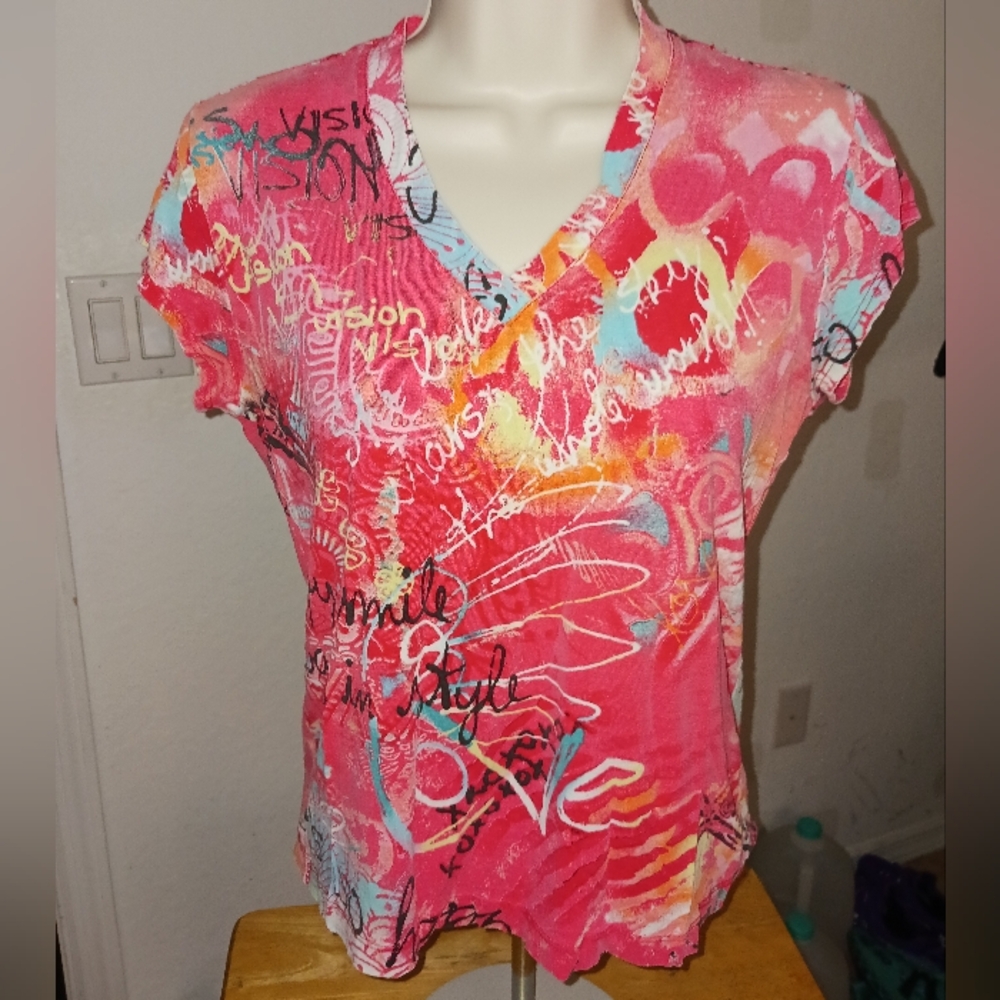 Chico's Multicolor Graphic Short Sleeve Tee
